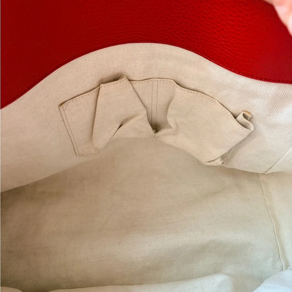 Gucci Red Leather Swing Tote Bag Work Satchel Everyday Bag - Picture 8 of 9